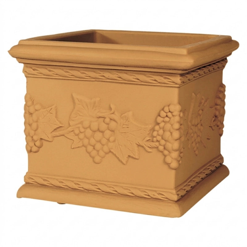 Vaso quadrato decorativo classico tradizionale 23x23 H20 in polimero resistente impruneta per piante per giardini e terrazze - Made in Italy - Monacis