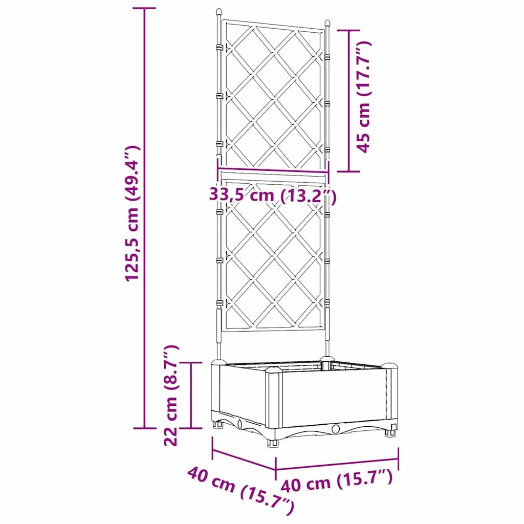 Fioriera moderna da giardino per esterni 40 x 40 x 125,5 cm resistente design elegante acciaio nero 02_0058533