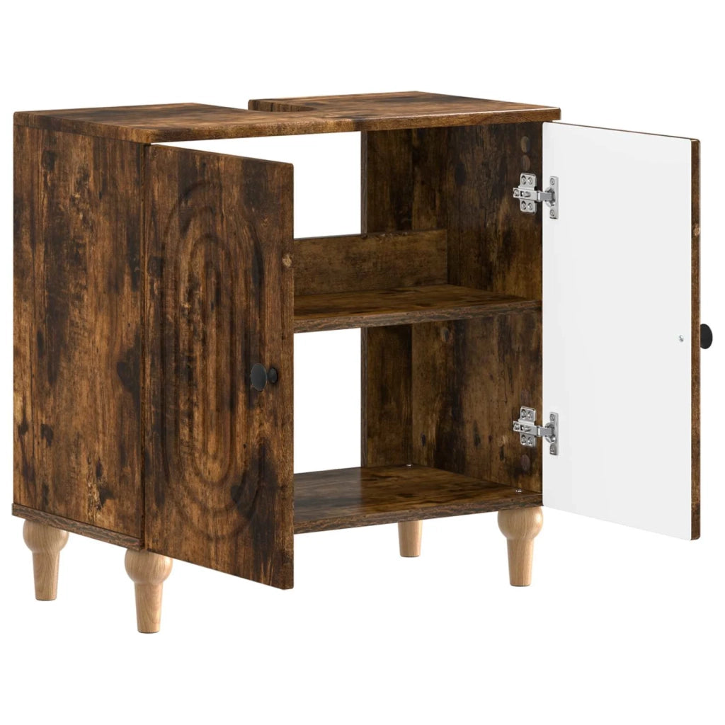 Armadio per Lavabo da Bagno ALKMAAR Rovere Fumo 896130