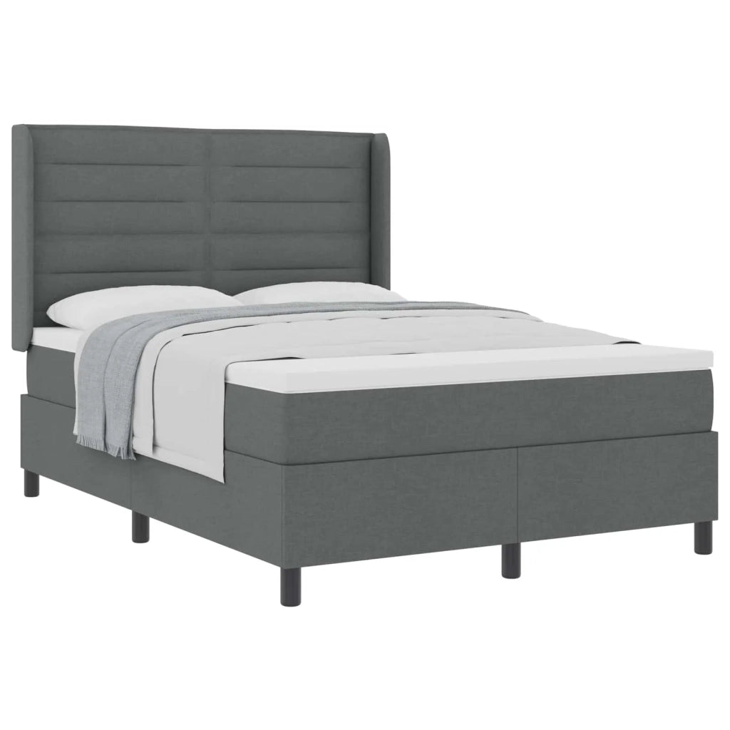 Letto a molle con materasso Grigio scuro 160 x 200 cm Tessuto
