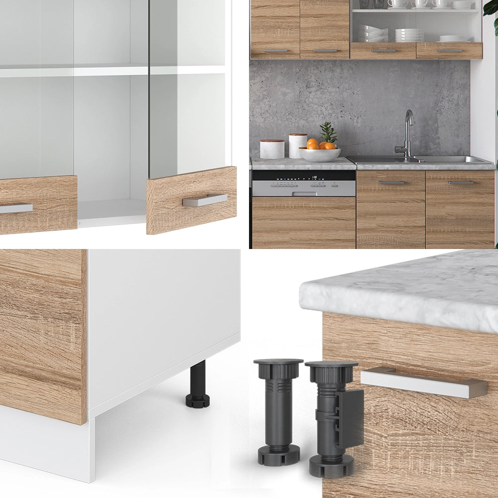 Cucina componibile R-Line Sonoma/Bianco 300 cm, PL Marmo Vicco