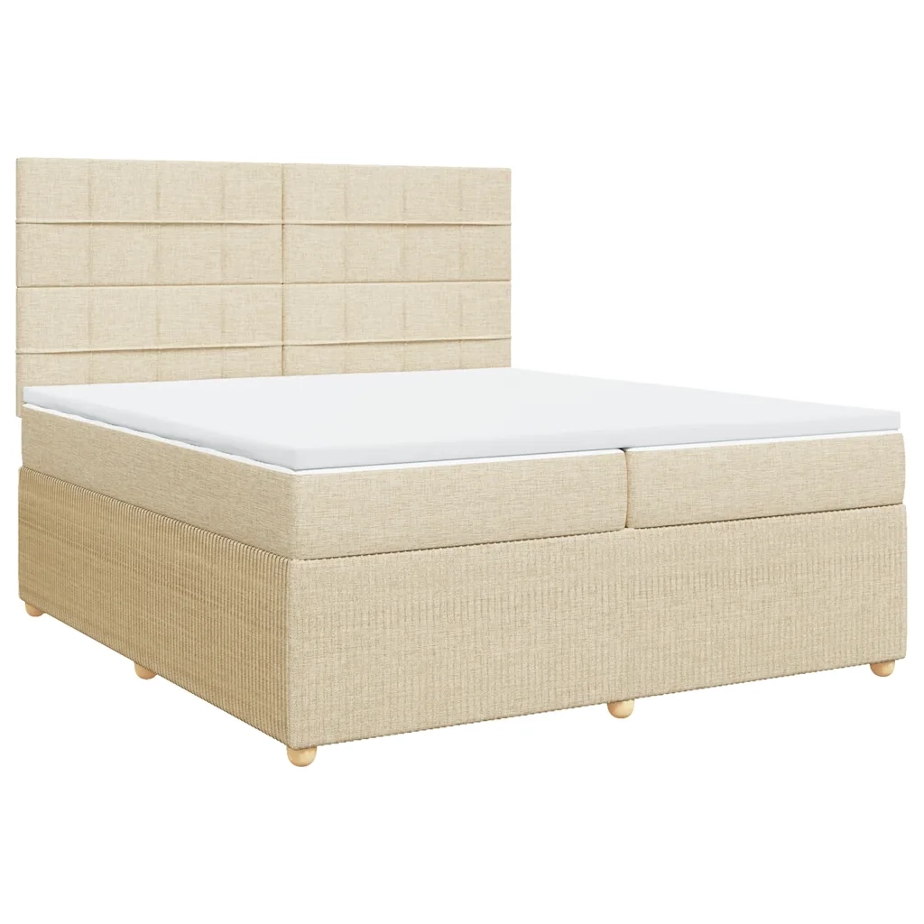 Giroletto a Molle con Materasso Crema 200x200 cm in Tessuto