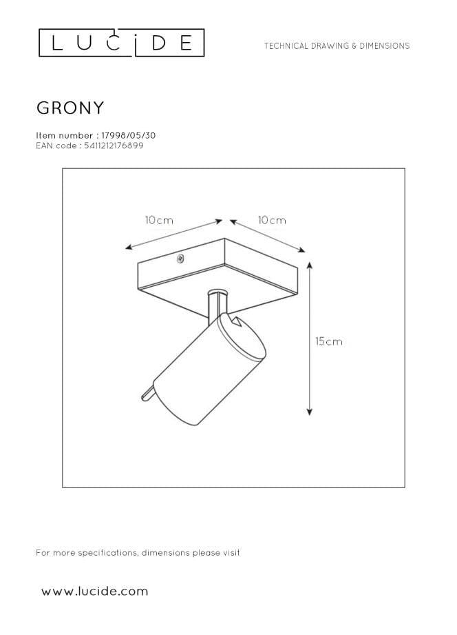 Applique Lucide Grony GU10 5W 2200-3000K nero oro metallo