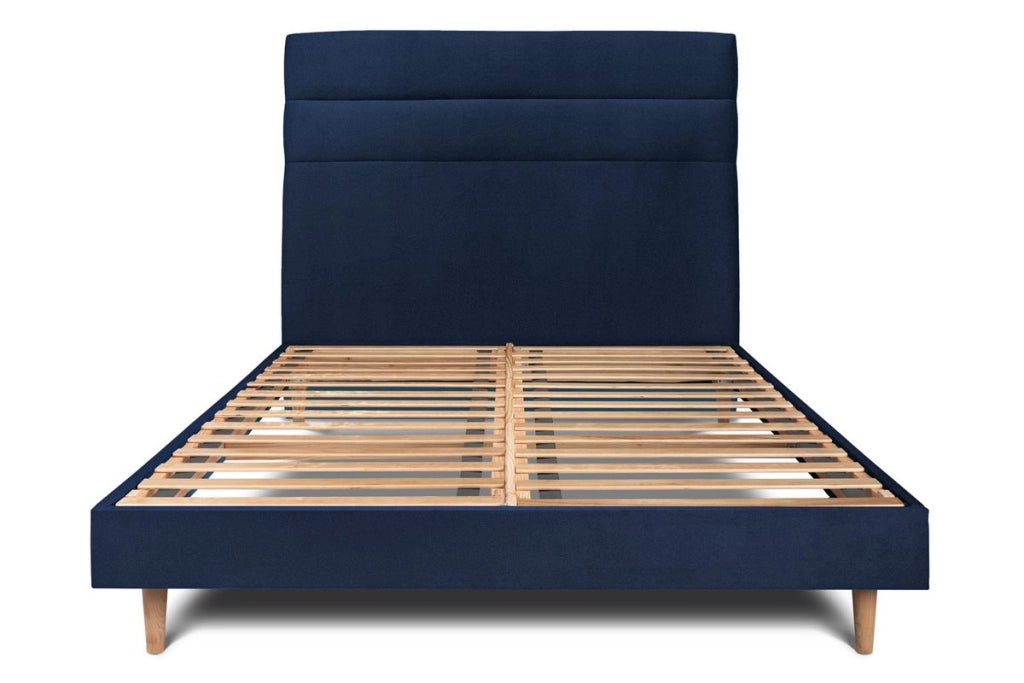 Letto 160x200 cm con testiera in linea - Tessuto velluto