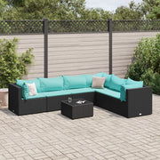 Set Salotto da Giardino con Cuscini 7pz Nero Polyrattan 3308148