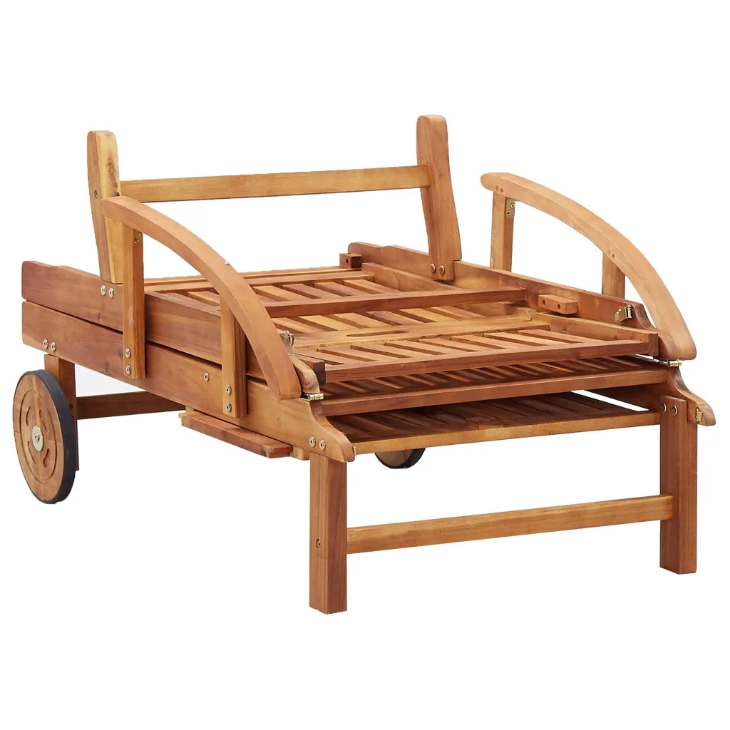 Lettino Prendisole | Sdraio da giardino | Lettino da sole con Cuscino in Legno Massello di Acacia