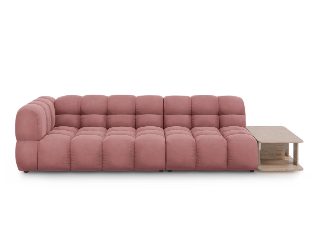 Cosmopolitan Design - Divano modulare destro "Sky" 4 posti in velluto salmone 