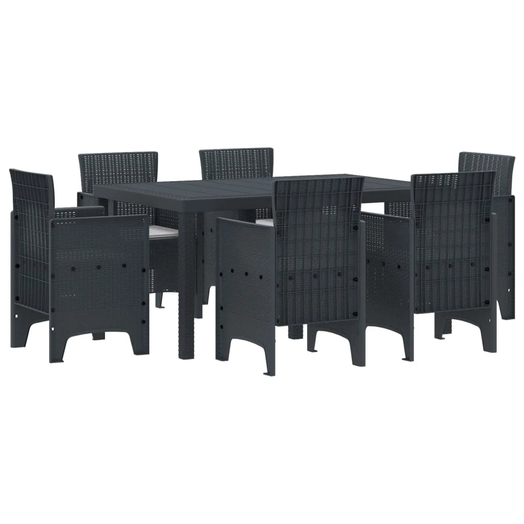 Set da Pranzo per Giardino 7 pcs Antracite Rattan Polt