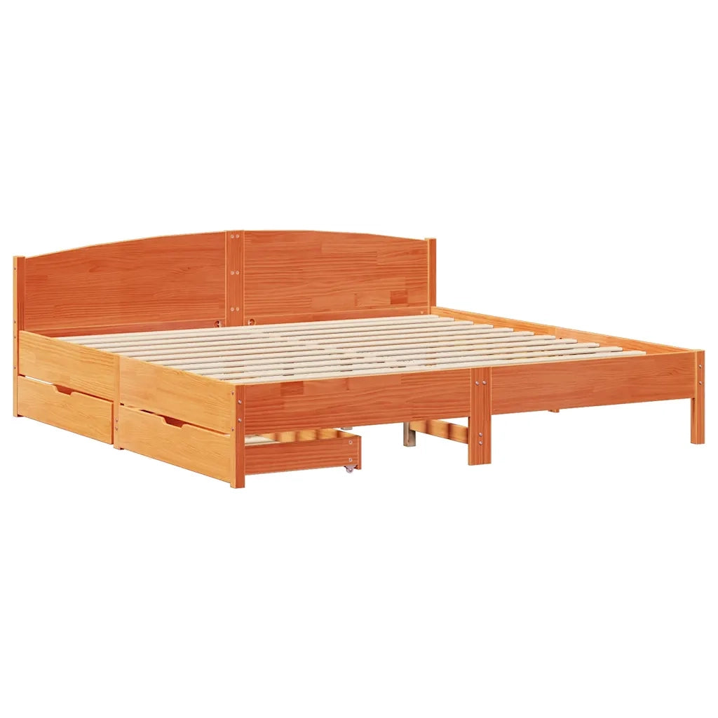 Letto matrimoniale | Letto per adulti | Letto senza Materasso Marrone Cera 200x200 cm in Legno di Pino