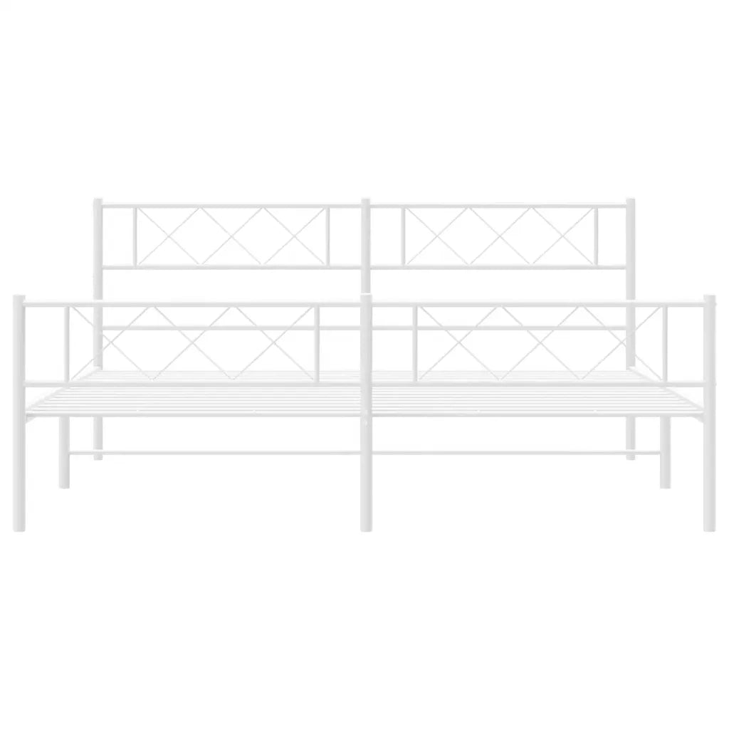 Giroletto con Testiera e Pediera Metallo Bianco 193x203 cm 372350