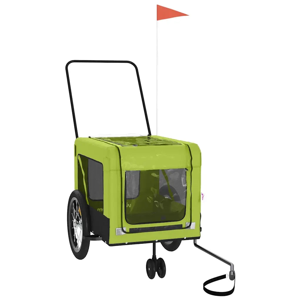 Rimorchio da Bici per Animali Verde e Nero Oxford e Ferro CFW9510666