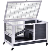 Gabbia per Conigli per Piccoli Animali Domestici ¨C Zephmum ¨C Grigio e Bianco 90x53x59 cm