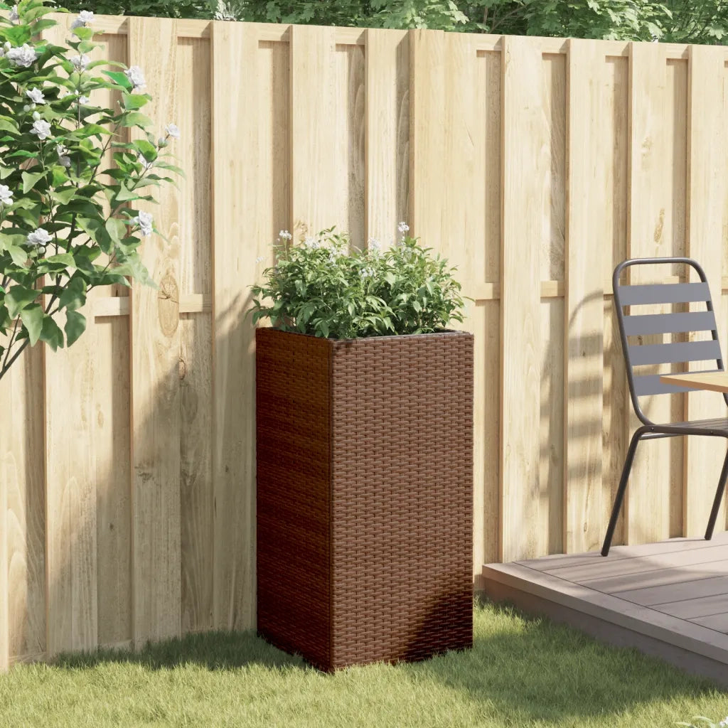 Fioriera | Cassetta per fiori | Vaso da Giardino Marrone 40x40x80 cm in Polyrattan