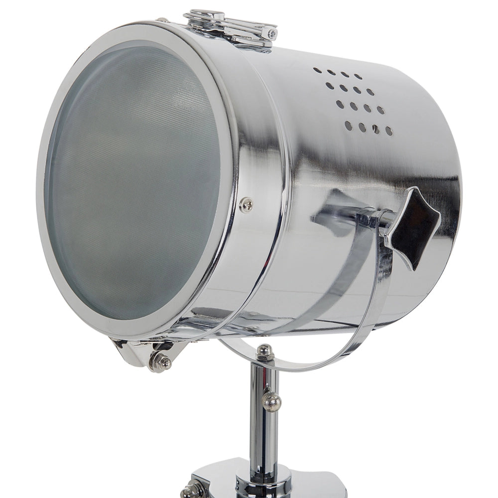 Lampada da Terra Bianco Metallo 143 cm Faretto Paralume Cilindrico Treppiede Design Industriale