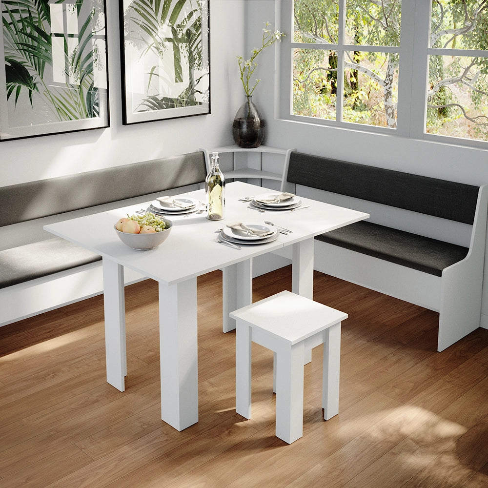 Vicco Gruppo panca ad angolo Bianco 210 x 41.5 cm con tavolo