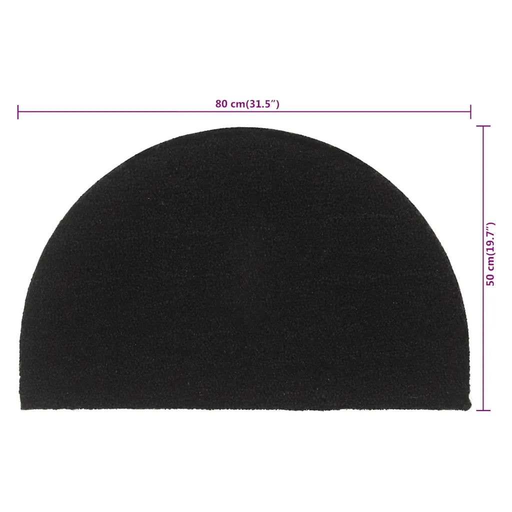 Zerbino | Tappetino Nero Mezzo Rotondo 50x80 cm Fibra di Cocco