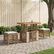Set da Pranzo per Giardino 3 pz Beige e Crema polyrattan 42026752