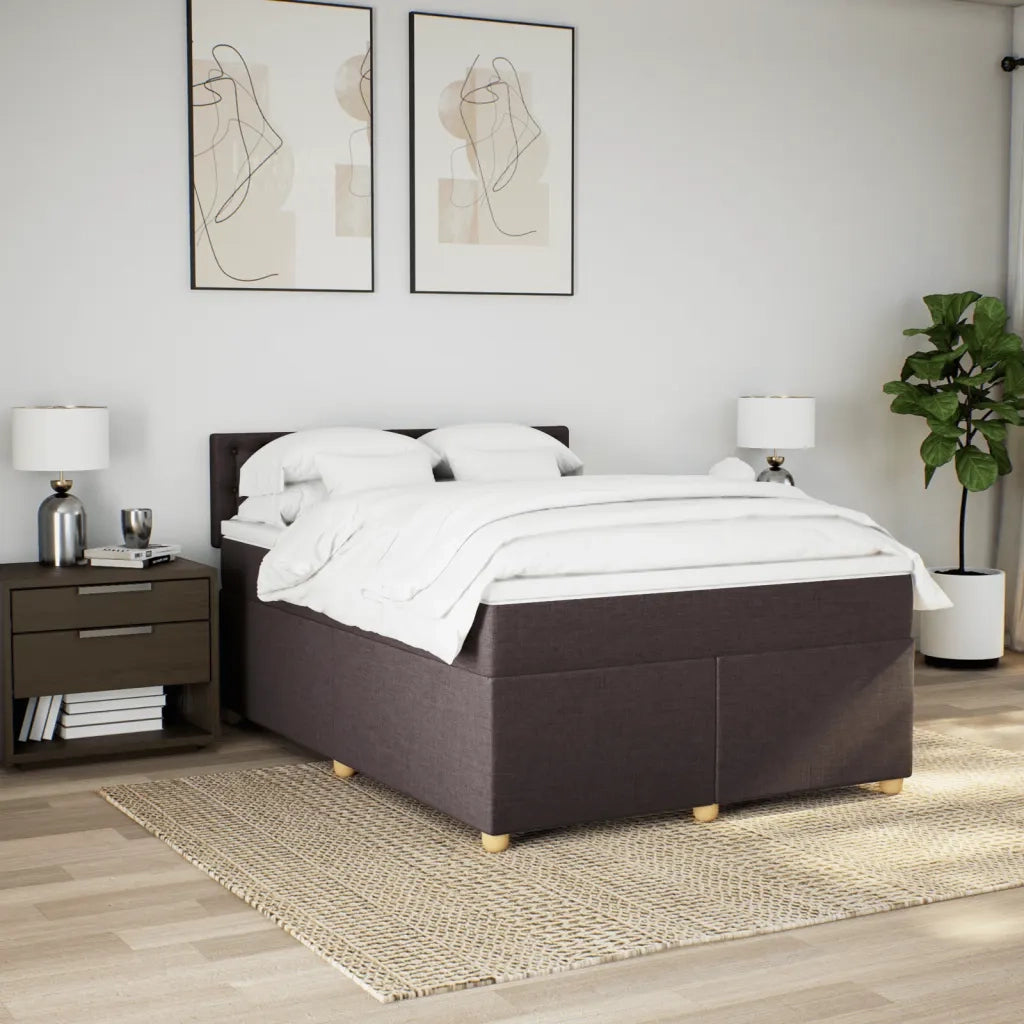 Giroletto a Molle con Materasso Marrone Scuro 140x190cm Tessuto 3286692