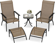 Set 5 Pezzi Tavolino e Sedia da Giardino, Set Mobile da Esterno con Tavolino Laterale e Sedia Adirondack, Set di Mobili da Conversazione per Patio, Veranda, Giardino