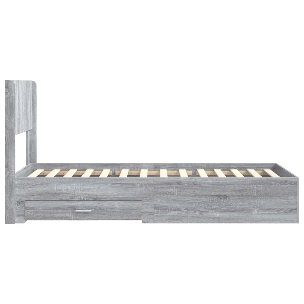 Struttura del letto con stoccaggio e testata-Giroletto con contenitore Sonoma grigio 428701