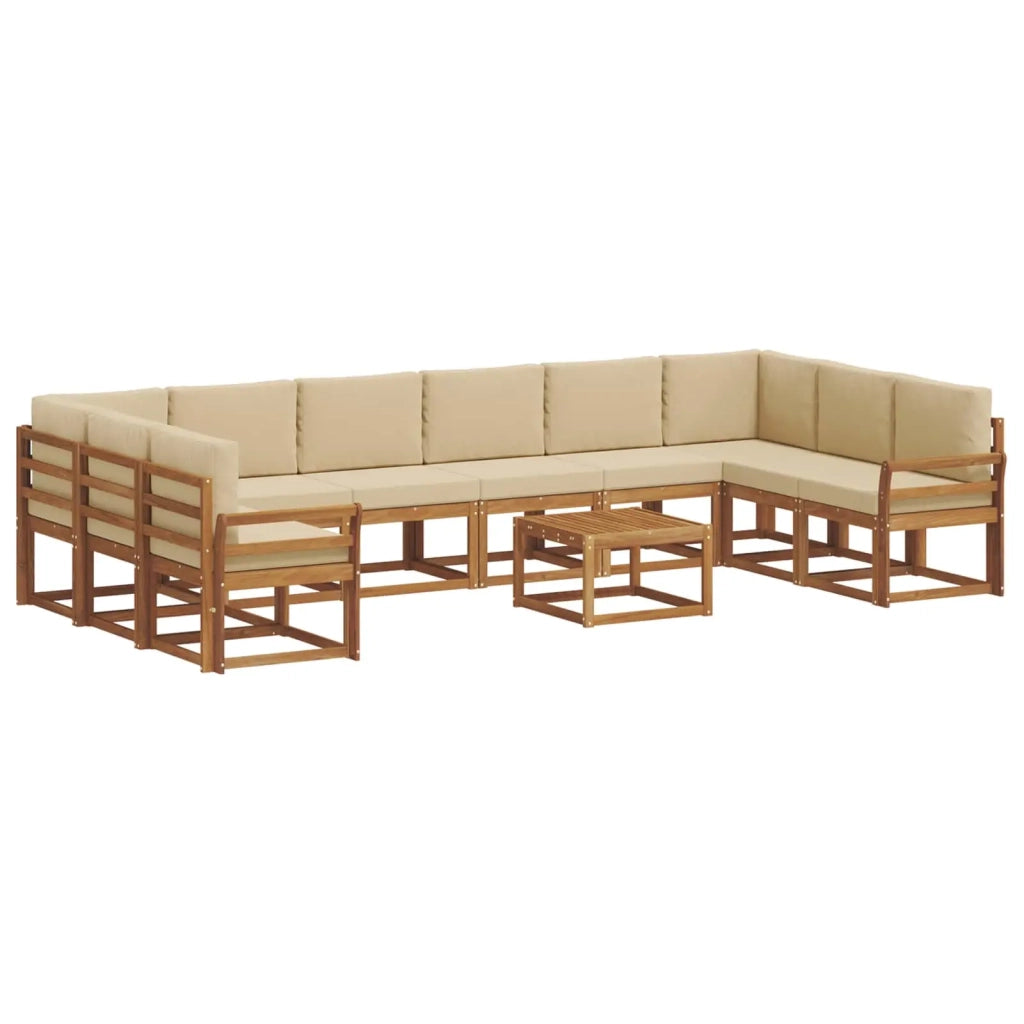 Set di divani da esterno con cuscino 11 pcs Naturale e Beige