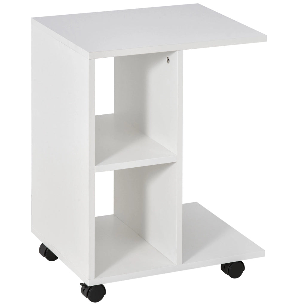 Tavolino da salotto con ruote e ripiani aperti ¨C Zephmum ¨C 45x35x58 cm Bianco
