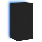 Mobile TV a Parete | Armadietto TV | Mobile Porta TV con Luci LED Nero 40,5x35x80 cm