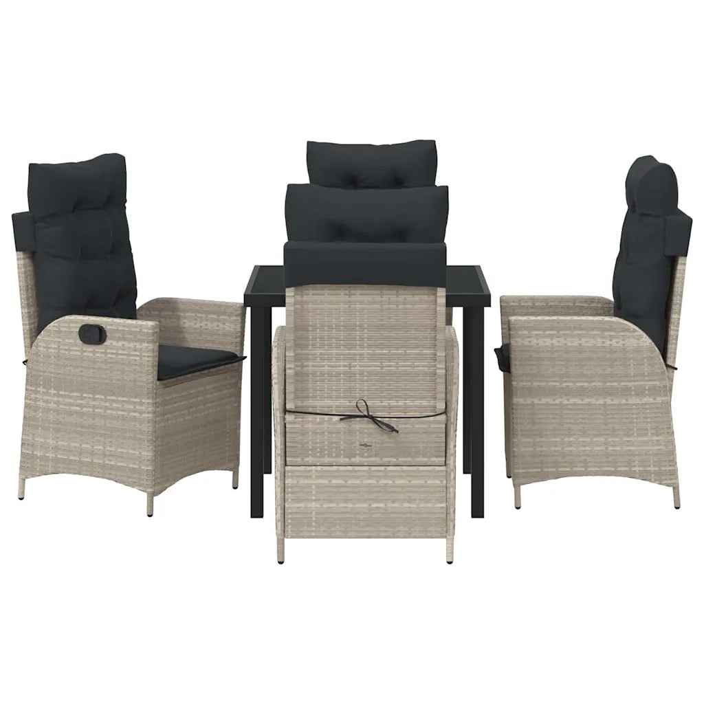 Set da Pranzo per Giardino 5 pcs Grigio chiaro polyrattan 3380520