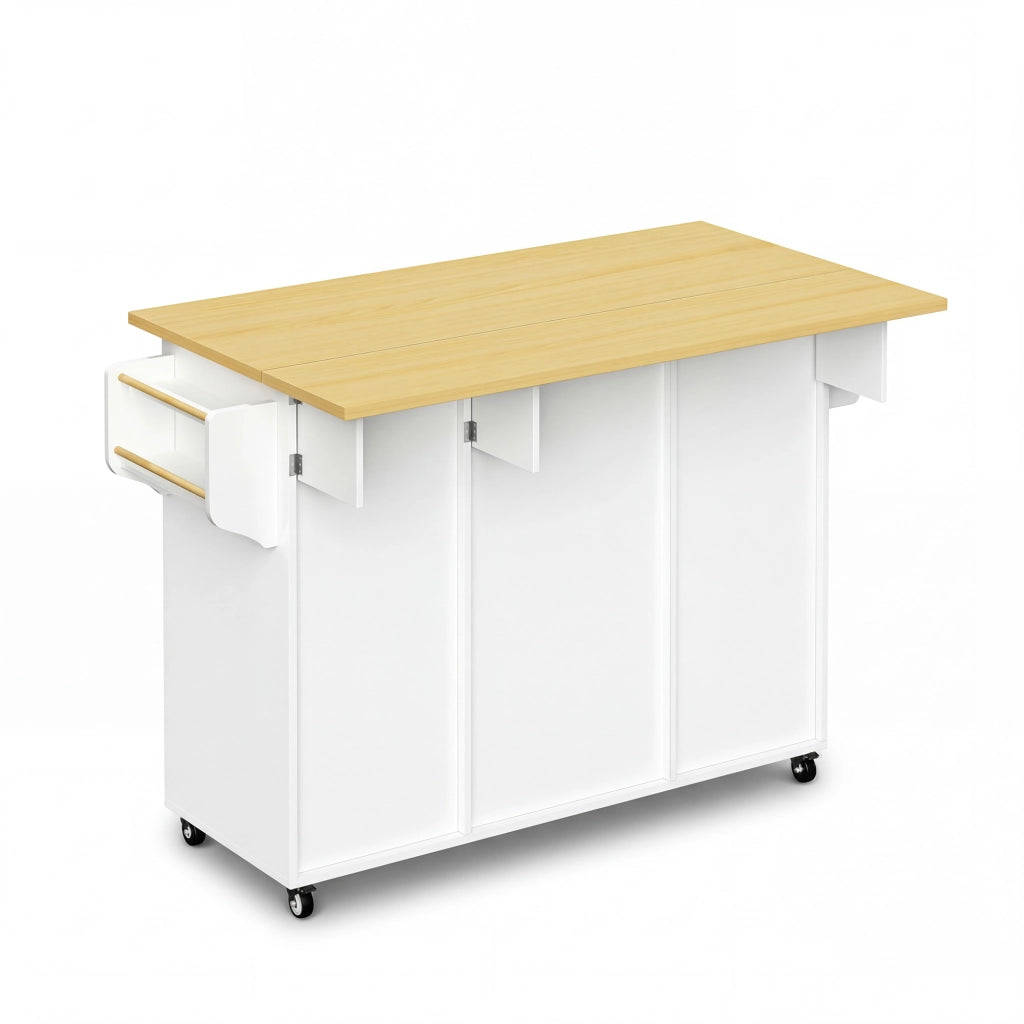 Isola Cucina su Ruote con Piano Ribaltabile ¨C MINIMAL ¨C 2 Cassetti, Portaspezie, 120x45x92 cm
