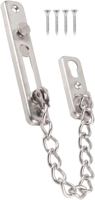 Chiusura a catena sicura per porte in acciaio - Sistema di sicurezza contro la furto e chiusura a sicurezza con viti per uso domestico e alberghi