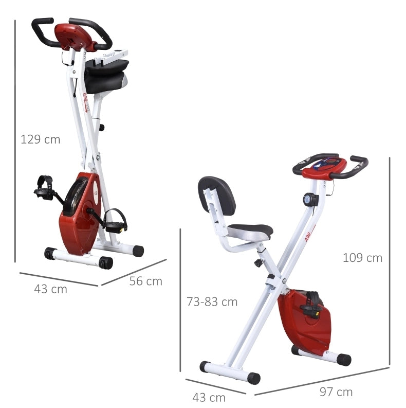 Cyclette pieghevole in acciaio rosso con resistenza magnetica