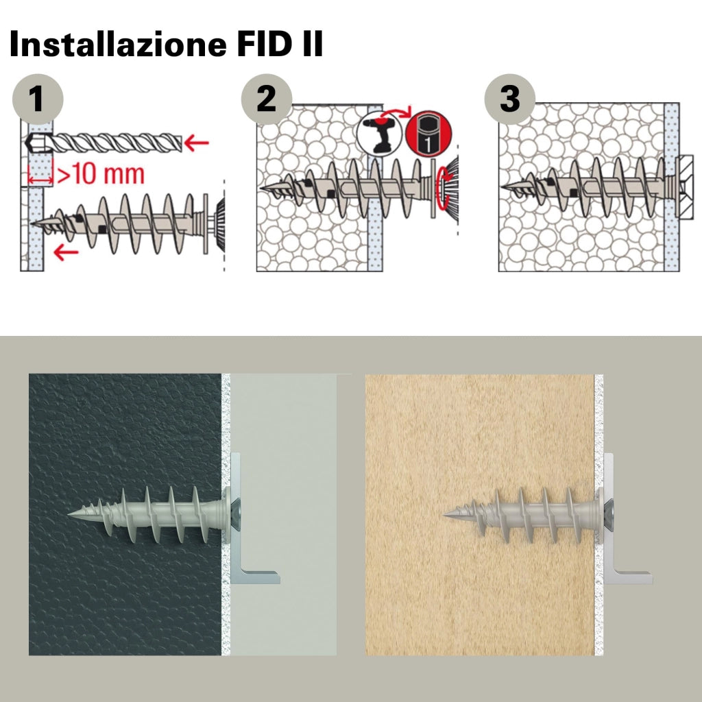 Tassello per Pannelli Isolanti Ø Foro 18 Lungh. Fischer Fid 50 Pezzi 50 mm