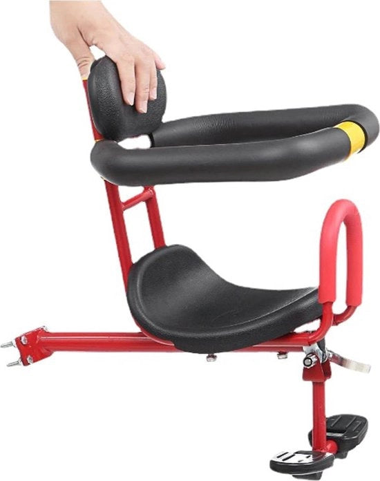 Sella per Bambini in Alluminio - Leggero Sedile per Bicicletta per Bambini - Schienale Alto - Supporto al Braccio - Pedale per i Piedi - Montaggio Frontale - Sedile per Bicicletta per Bambini - Bicicletta per Bambini - Cuscino Spesso con Densità Elevata.