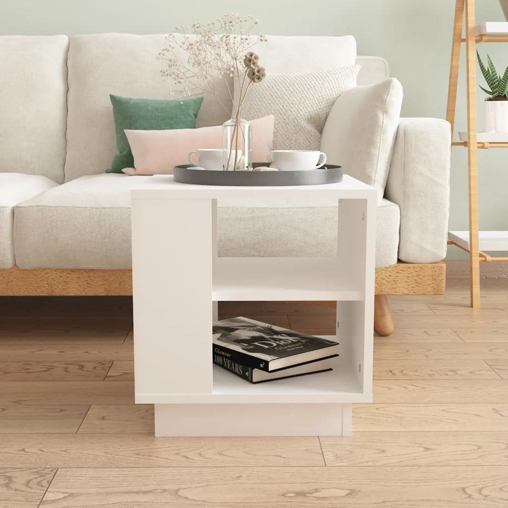 Tavolino da Salotto Bianco 40x40x43 cm in Legno Multistrato 810298