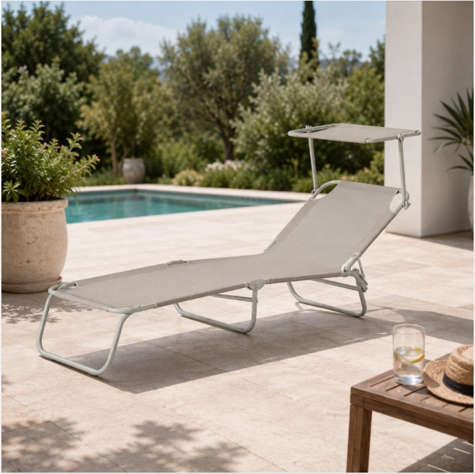 LETTINO MARE CON PARASOLE 188x55x24 - DUE COLORI COLORE: SABBIA