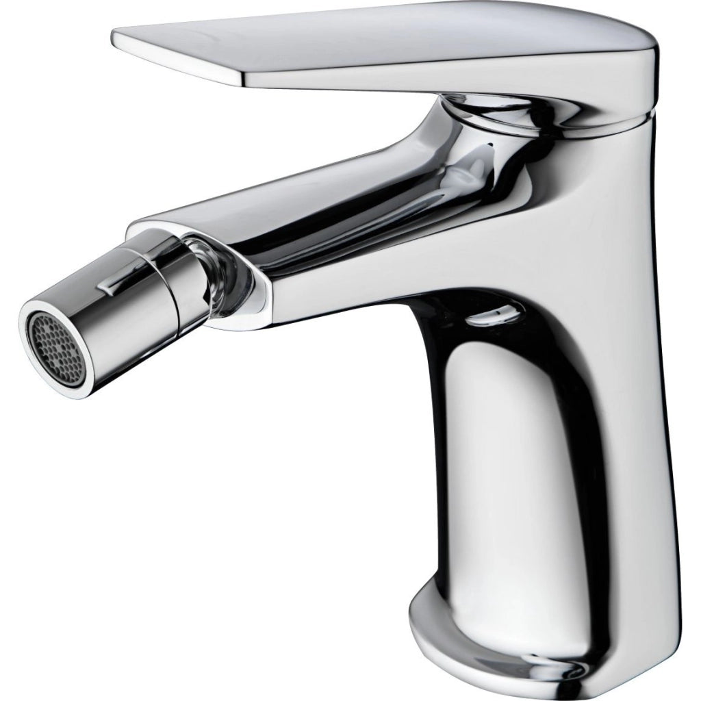 IMEX Miscelatore monocomando per bidet in ottone cromato con cartuccia in ceramica Ø28 mm set 2 flessibili 3-8 inclusi altezza 142 mm canna 130 mm modello DELOS BDD055-2