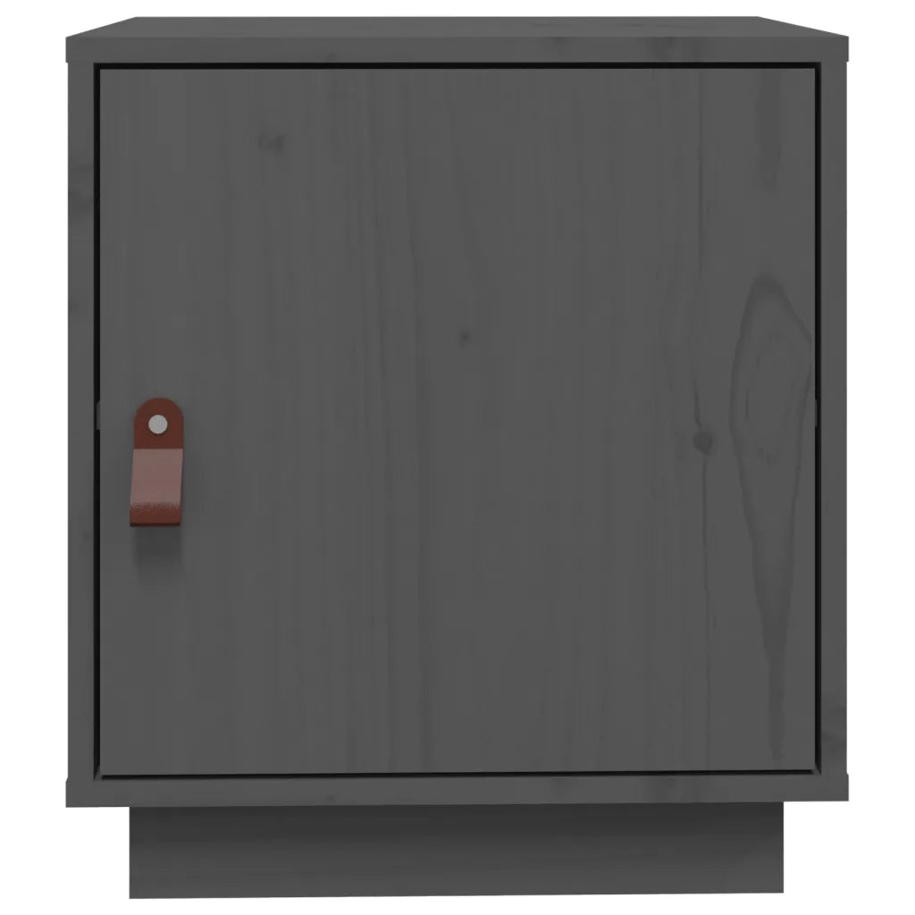 Set di 2 Comodini | Armadio da Notte | Mobiletto da notte Grigi 40x34x45 cm in Legno Massello di Pino