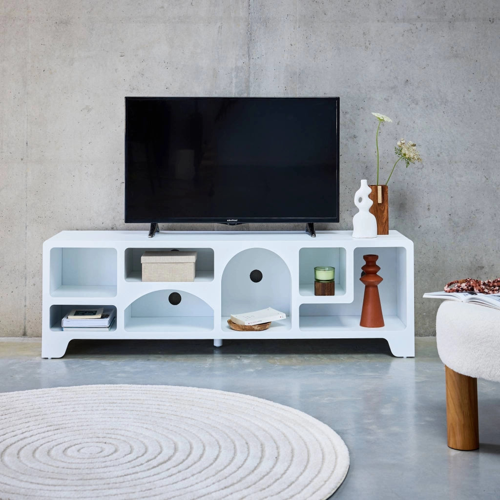 Tappeto per interni con cerchi in rilievo color crema, 160cm, crema
