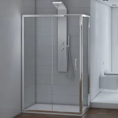 Box doccia angolare 70x120 cm scorrevole in cristallo trasparente Ted