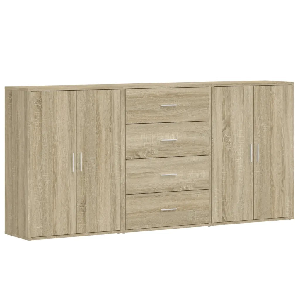 Credenze 3 pz | Madia | Buffet da pranzo | Armadio da pranzo Rovere Sonoma 60x31x84 cm in Legno Multistrato