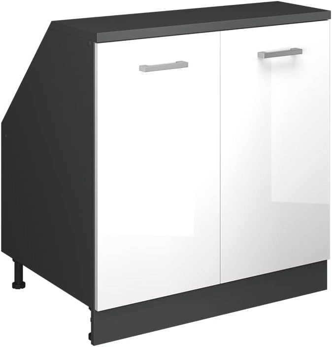 Pensile da cucina R-Line, Antracite lucido, 60 cm, per la libera combinazione all'interno di sistemi cucina modulari