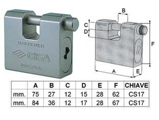 lucchetto corazzato a una bocca 28550 - mm.75 (art.28550750) cod:ferx.fer64439