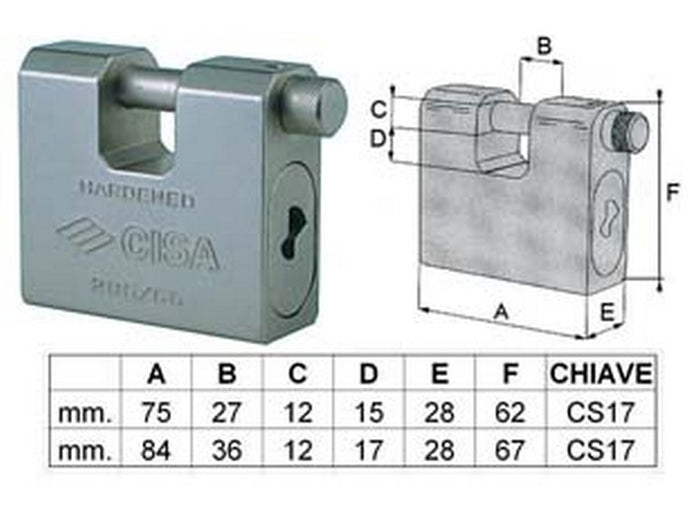 lucchetto corazzato a una bocca 28550 - mm.66 (art.28550660) cod:ferx.fer394475