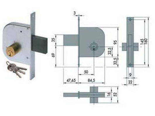 serratura da infilare per cancelli solo catenaccio 42020 - mm.50 (42020500) cod:ferx.fer65344