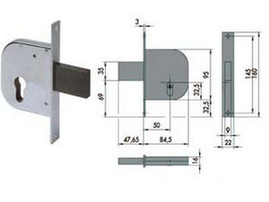 serratura da infilare per cancelli solo catenaccio 42022 - mm.50 (42022500) cod:ferx.fer65351