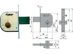 serratura infilare cancelli catenaccio scrocco nottol 42030 mm50 cod:ferx.fer65368