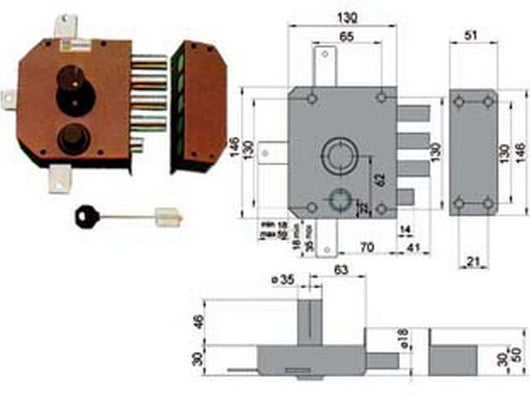 serratura quintuplice da applicare con scrocco doppia mappa 20550 - mm.60 sx (20550vsdmj) cod:ferx.fer31660