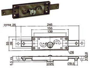 serratura serranda centrale cilindro fisso tondo 6211 - (6211.000) cod:ferx.fer76470