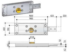 1coppia serratura serranda laterale cilindro fisso doppia mappa - dx-sx accoppiate ka (0733.401) cod:ferx.fer52788