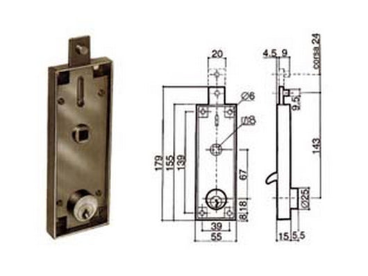 serratura serranda basculante cilindro fisso tondo 6551 cod:ferx.fer76531